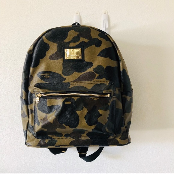 leather bape backpack